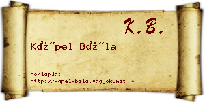 Kápel Béla névjegykártya