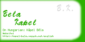 bela kapel business card