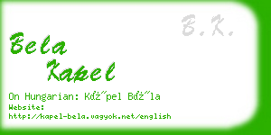 bela kapel business card